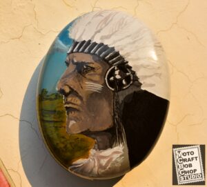 Hand painted air filter cover Classic in Red Indian theme custom painted helmet mcbc studio